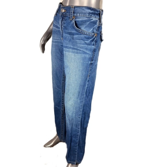 True Religion | Deer Hallow Denim Orange Stitch  Straight Leg Jeans - Picture 2 of 16